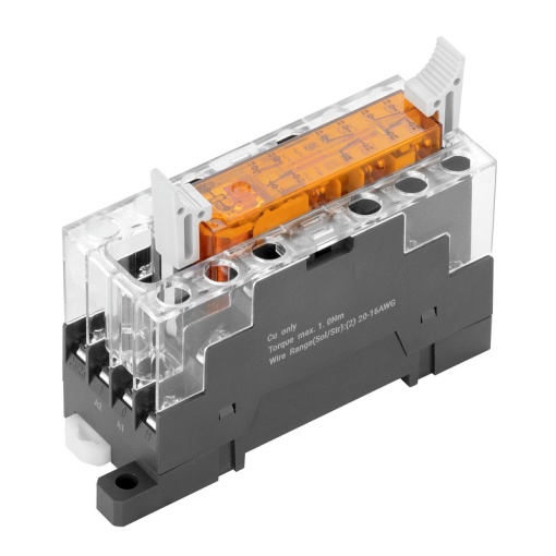 Relay module, 24 V DC 10 %, Green LED, 1 NC and 5 NO contacts forcibily guided EN 61810-3 type A AgSnO gold-plated , 250 V AC, 6 A, Screw connect