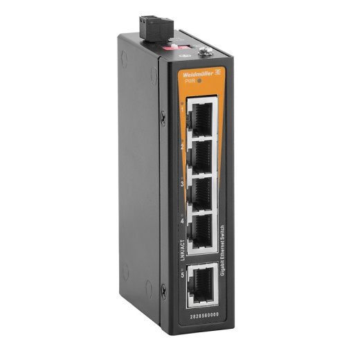 Network switch, unmanaged, Gigabit Ethernet, 5x RJ45, -40 C...75 C, IP40