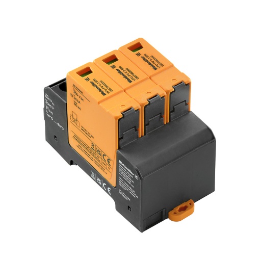 Surge arrester PV Type 2, DC, Rated voltage DC 600 V, Number of poles 3