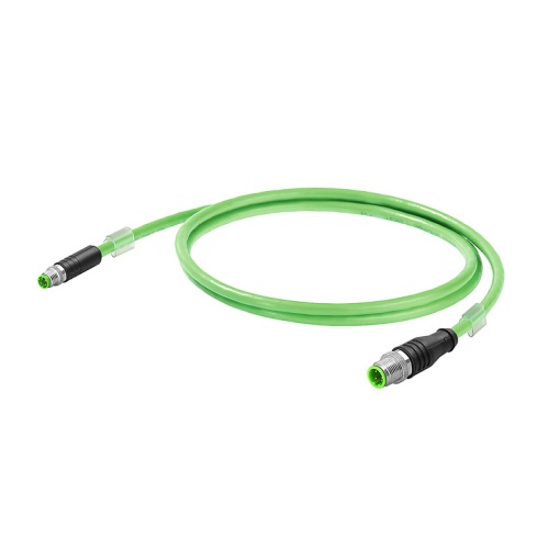 PROFINET Cable assembled, M12 D-code  IP 67 straight pin, M8 D-code - IP67 straight pin, Number of poles 4, 1 m