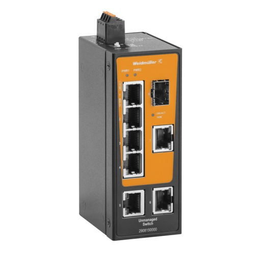 Network switch, unmanaged, Fast Ethernet, 7x RJ45, 1x 100BaseSFP slot, -40 C...75 C, IP30