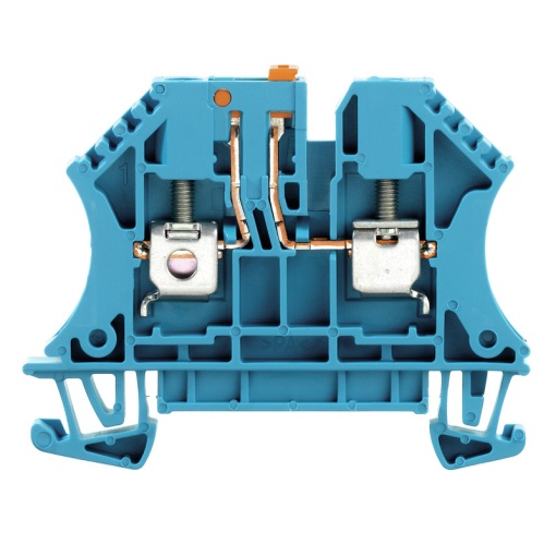 Test-disconnect terminal, Screw connection, blue, 4 mm², 32 A, 500 V, Number of connections 2, Number of levels 1