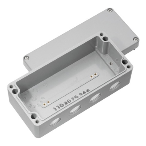 Plastic housing, Klippon POK polyester empty enclosure, 160 x 75 x 56.5 mm, Glass fibre-reinforced polyester, untreated, polished, Silver grey