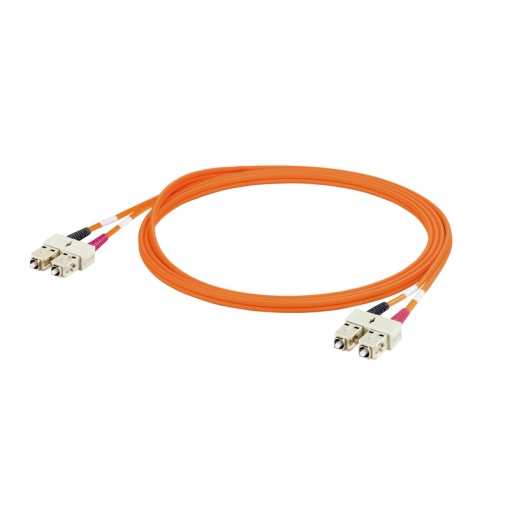 Assembled Fibre-optic data cable, ZIPCORD, SC duplex IP 20, SC duplex IP 20, PVC, 50 µm, 10 m