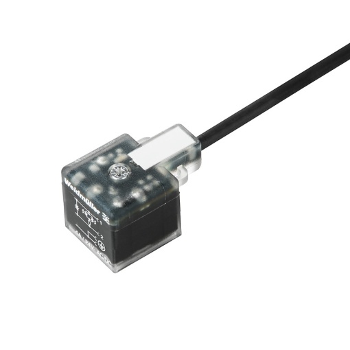 Valve cable assembled, One end without connector - valve plug, Design A 18 mm, Cable length 7.5 m, PUR, black