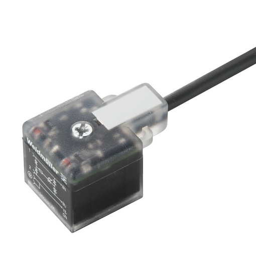 Valve cable assembled, One end without connector - valve plug, Design A 18 mm, Cable length 5 m, PUR, black