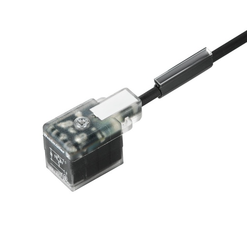 Valve cable assembled, One end without connector - valve plug, Industrial design B 11 mm, Cable length 5 m, PUR, black