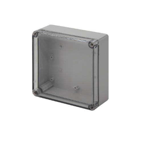 Plastic housing, MPC polycarbonate empty enclosure, 175 x 175 x 75 mm, Polycarbonate, untreated, Light Grey, Transparent