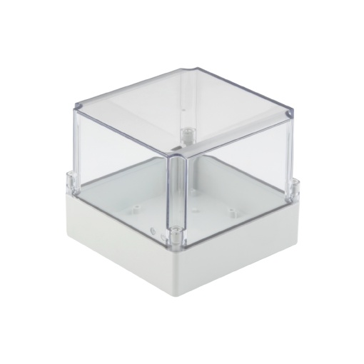 Plastic housing, MPC polycarbonate empty enclosure, 125 x 125 x 100 mm, Polycarbonate, untreated, Light Grey, Transparent