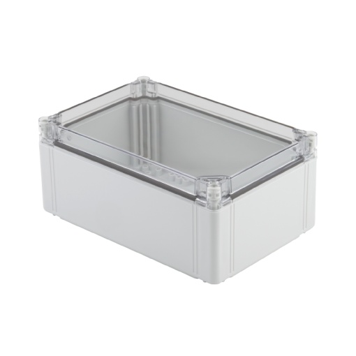 Plastic housing, FPC polycarbonate empty enclosure, 300 x 200 x 132 mm, Polycarbonate, untreated, Light Grey, Transparent