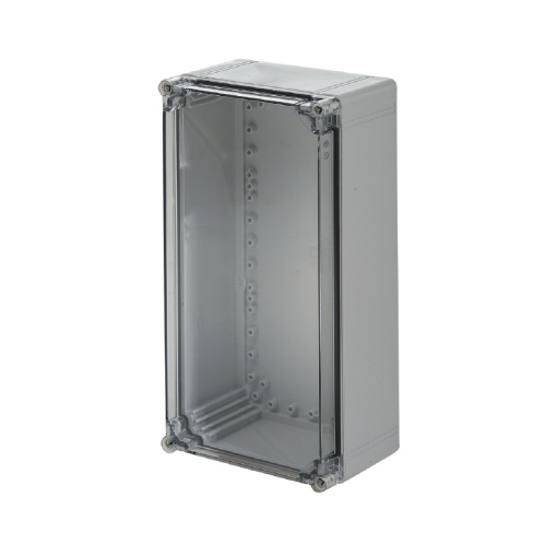 Plastic housing, FPC polycarbonate empty enclosure, 400 x 200 x 132 mm, Polycarbonate, untreated, Light Grey, Transparent