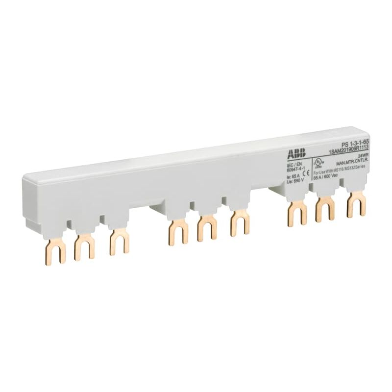 PS1-3-1-65 3-phase busbar for 3 MS116 / MS132 with 1 HK/SK, Ie=65A