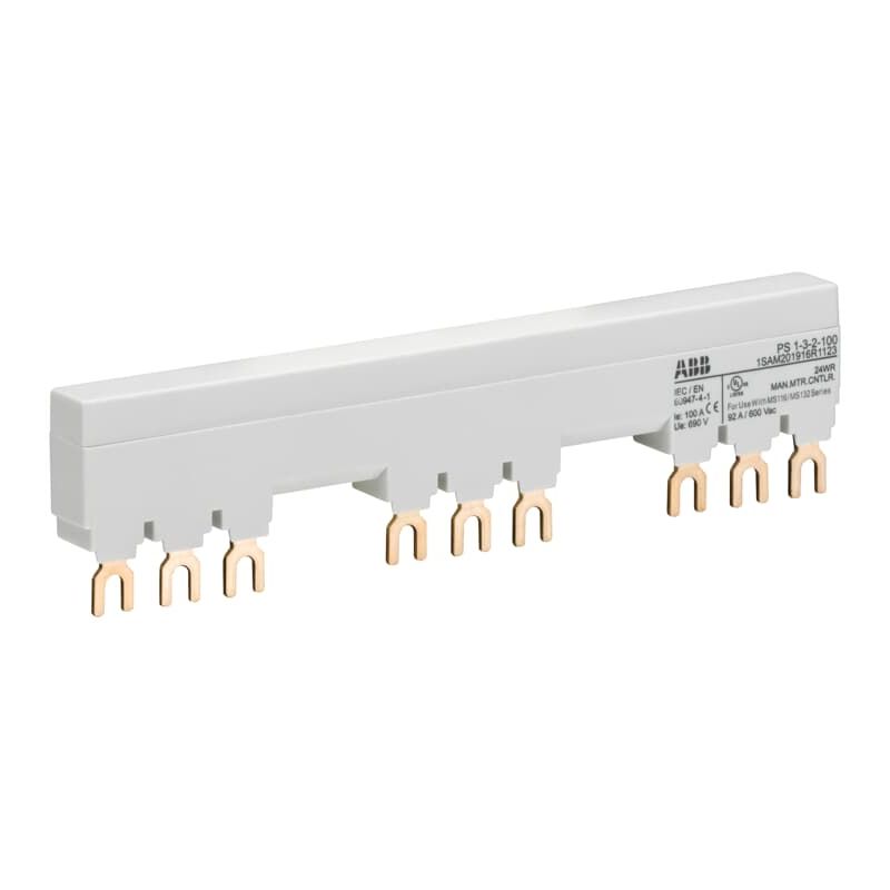 PS1-3-2-100 3-phase busbar for 3 MS116 /MS132 with 2 HK/SK, Ie=100A