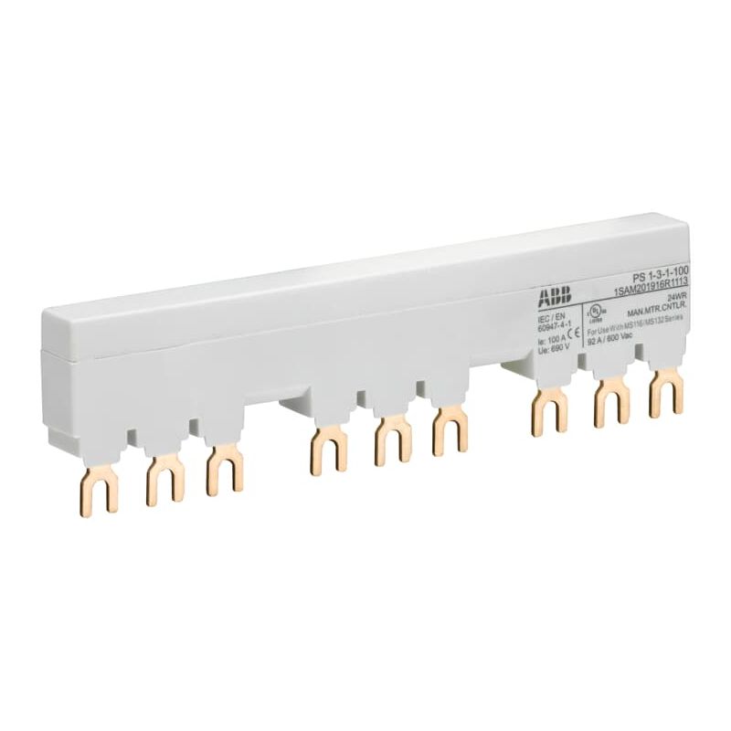PS1-3-1-100 3-phase busbar for 3 MS116 /MS132 with 1 HK/SK, Ie=100A