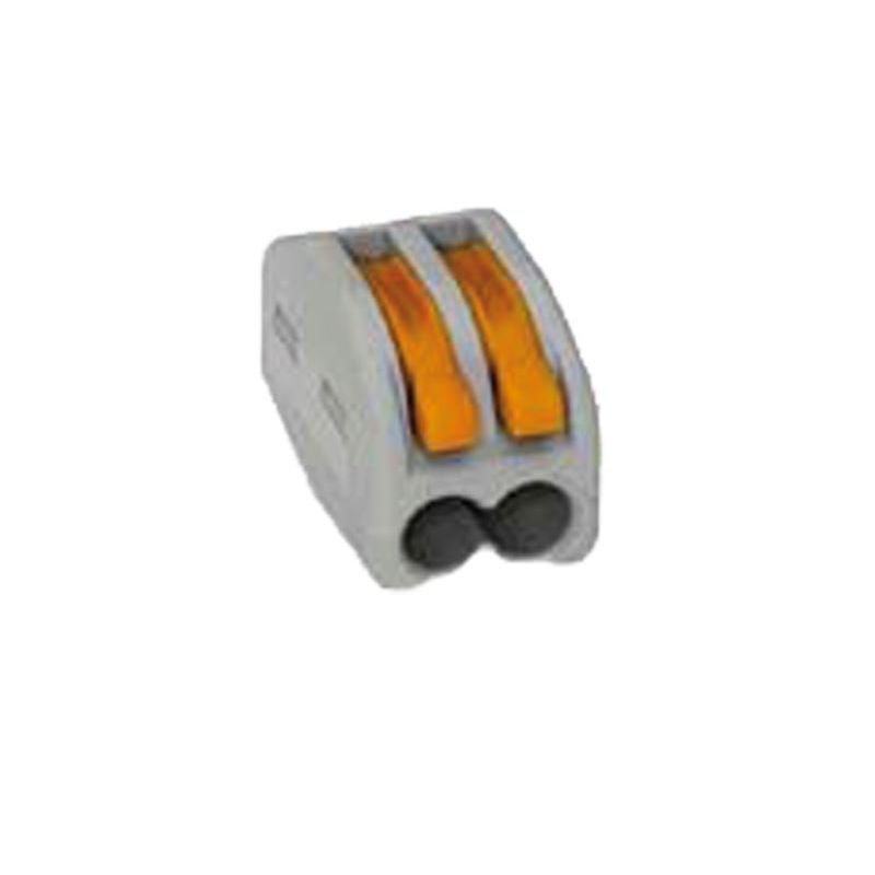Bloco de ligação rápida, tipo terminal de parafuso. Régua de 2 bornes para cabos rígidos de 4 mm² ou cabos flexíveis de 2,5 mm².