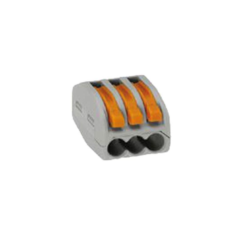 Bloco de ligação rápida, tipo terminal de parafuso. Régua de 3 bornes para cabos rígidos de 4 mm² ou cabos flexíveis de 2,5 mm².