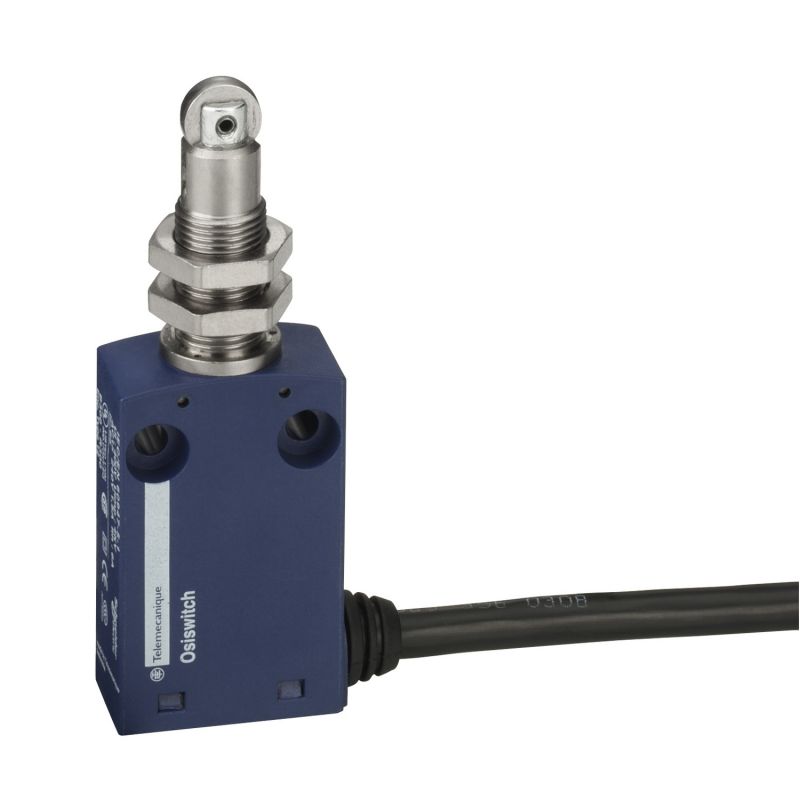 Limit switch, Limit switches XC Standard, XCMN, M12 steel roller plunger, 1NC+1 NO, snap, 2 m