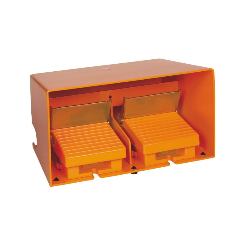 interruptor de pedal duplo XPE-R – com tampa – metálico – laranja - 4NC+4NO