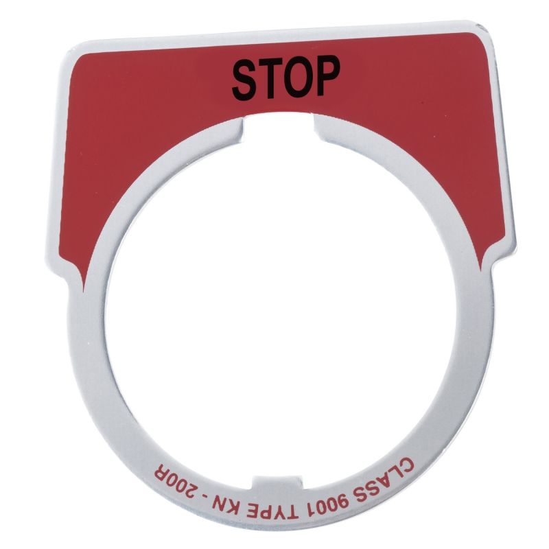 30MM LEGEND PLATE - STOP RED