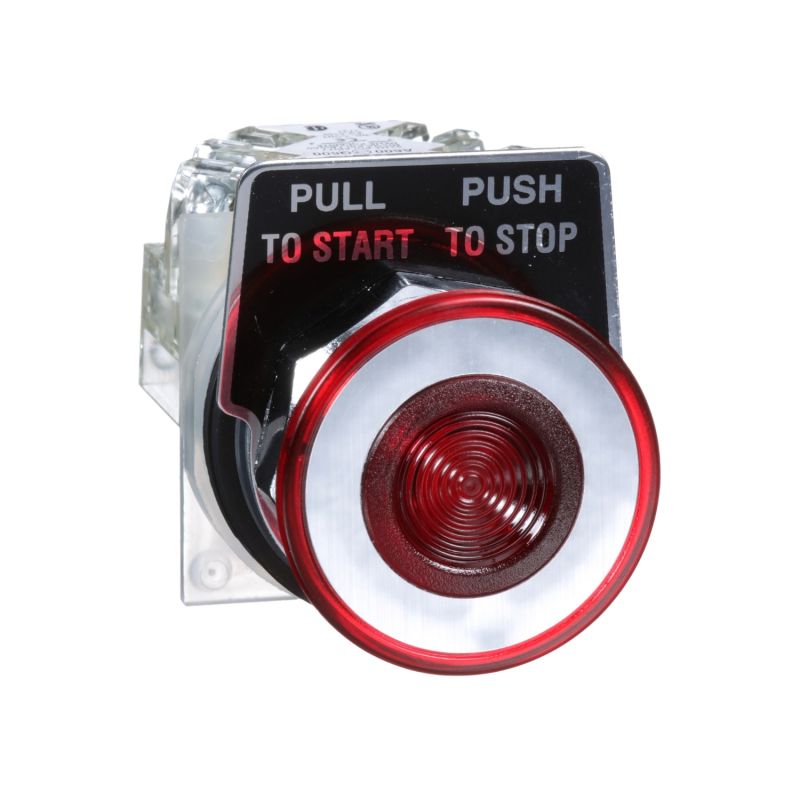 botão pressão Ø30 - cab. cog. Ø41mm - vermelho - 2 pos. - empurrar-puxar - 1C/O