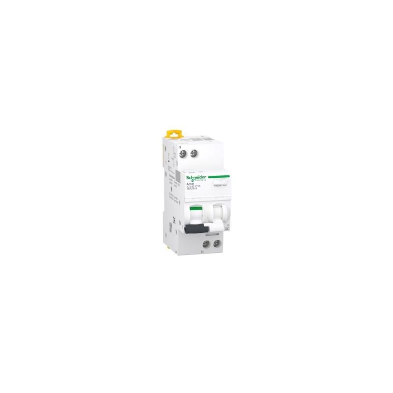 residual current breaker with overcurrent protection (RCBO), Acti9 iCV40, 1P+N, 16 A, C Curve, 4500 A, 10 mA, A type