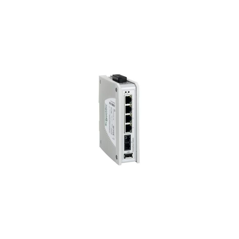 ConneXium Premium Unmanaged Switch - 4 portas para cobre + 1 porta para fibra óptica monomodo