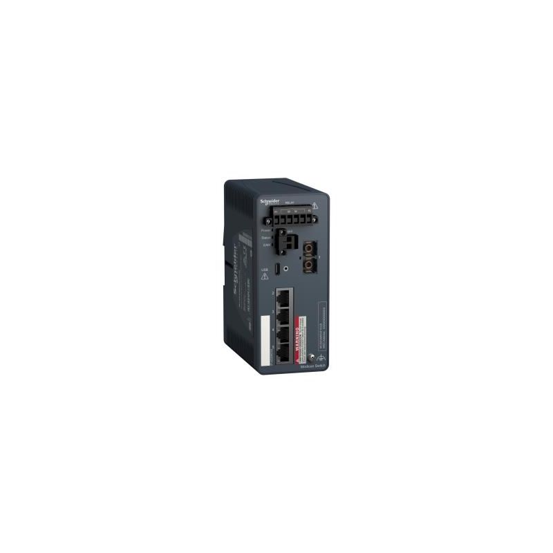 Modicon Managed Switch - 4 portos para cobre + 1 port para fibra óptica multimodo