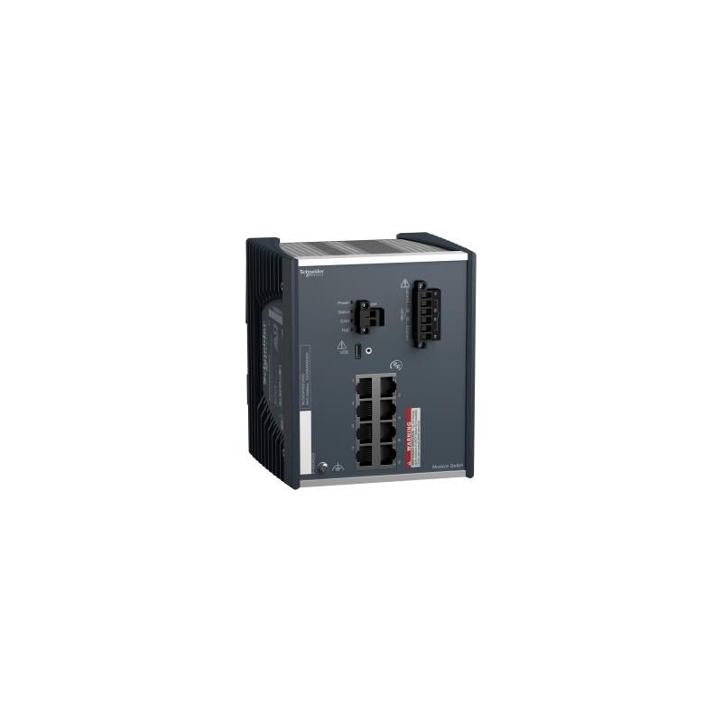 Modicon PoE (Power over Ethernet) Managed Switch - 8 Gigabit portos para cobre