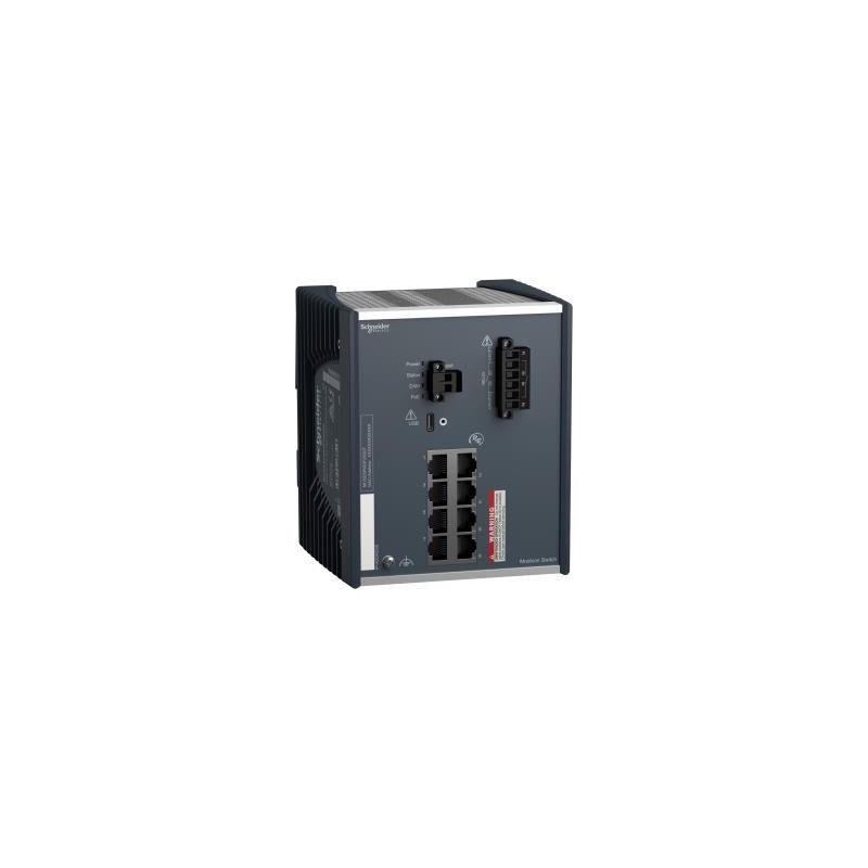 Modicon PoE (Power over Ethernet) Managed Switch - 8 Gigabit portos para cobre - extended temperature