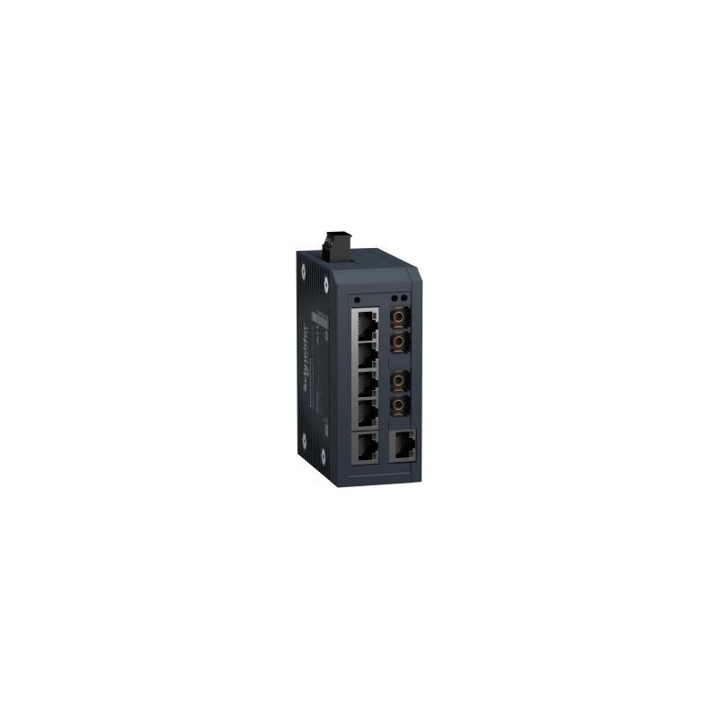 Modicon Unmanaged Switch - 6 ports for copper + 2 ports for fiber optic single-mode