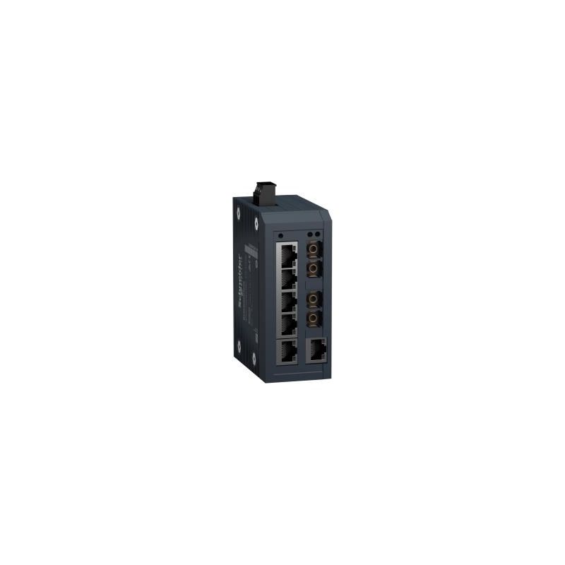 Modicon Unmanaged Switch - 6 ports for copper + 2 ports for fiber optic - multi mode