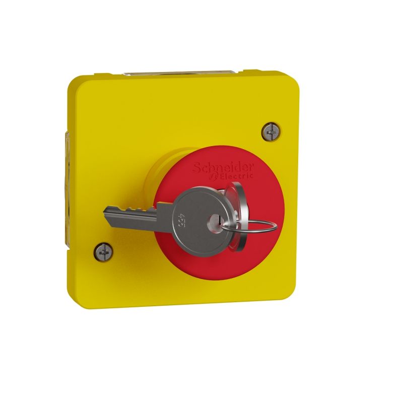 Mureva Styl - Interruptor de emergência chave - encastrar/saliente - IP55 - 3A - Amarelo