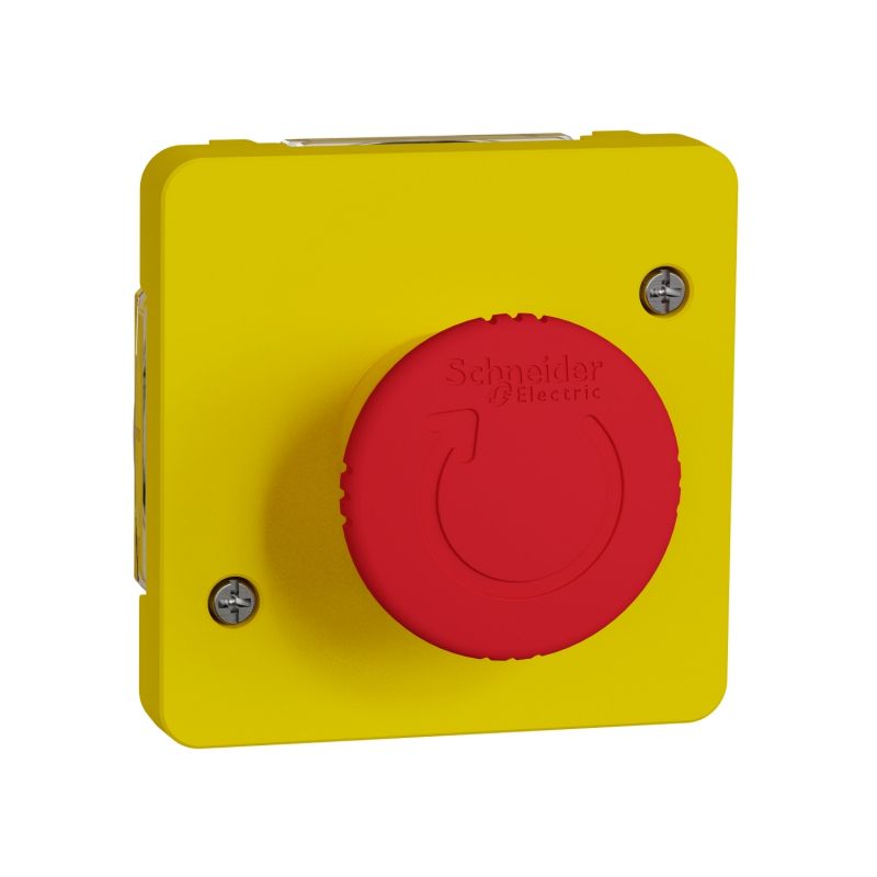 Mureva Styl - Interruptor de emergência por comando rotativo - encastrar/saliente - IP55 - 3A - Amarelo