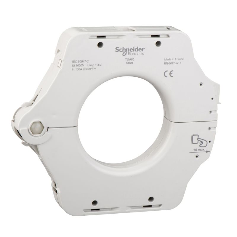 split toroid OA type, for Vigirex and Vigilhom, TOA80, inner diameter 80 mm, rated current 160 A