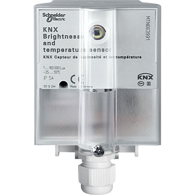 KNX brightness and temperature sensor, light grey