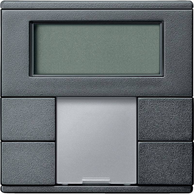 Push-button 2-gang plus with room temperature control unit, anthracite, System M