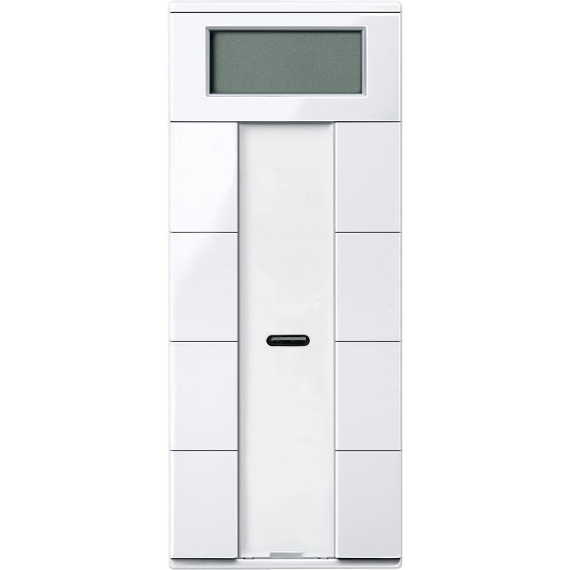 Push-button 4-gng plus with room temp. ctrl unit, active white, glossy, System M