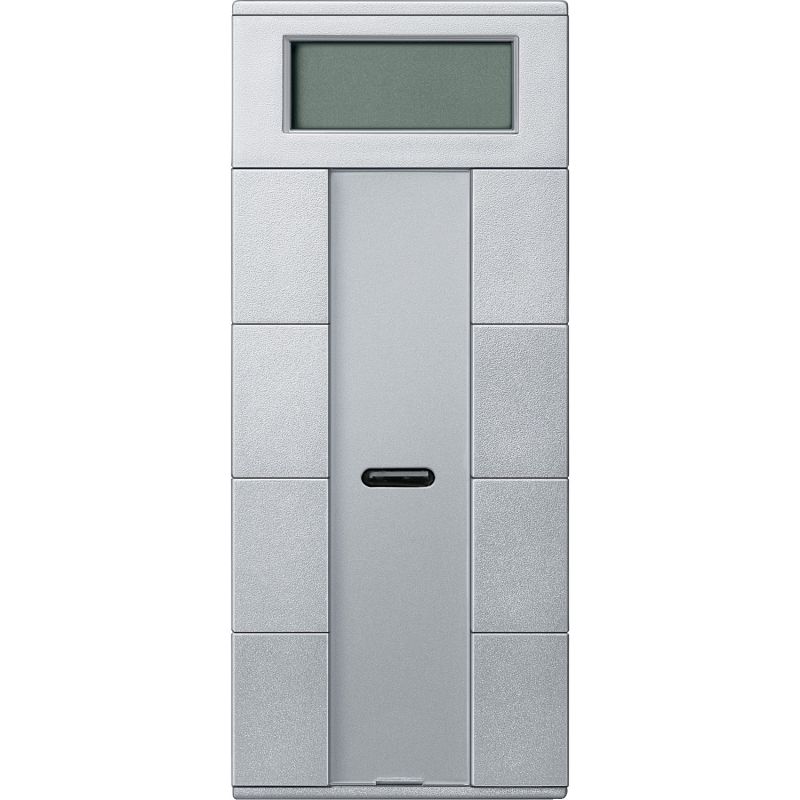 Push-button 4-gang plus with room temperature control unit, aluminium, System M