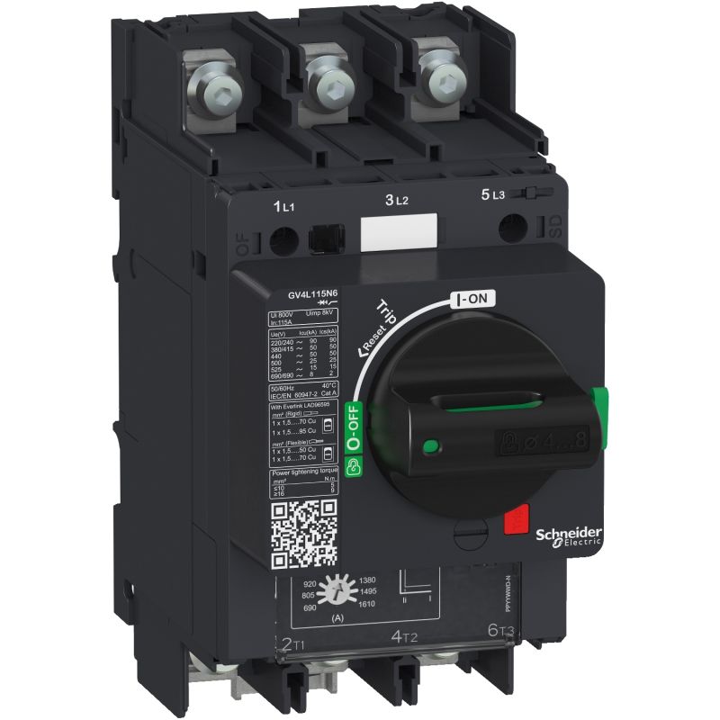 Motor circuit breaker, TeSys GV4, 3P, 80 A, Icu 25 kA, magnetic, lugs terminals