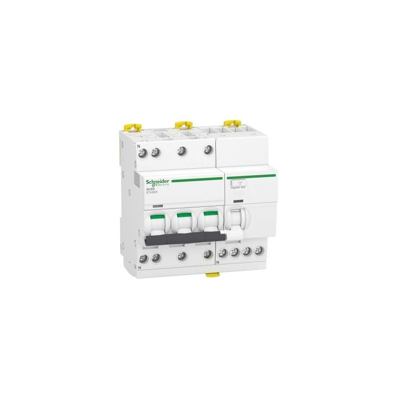 residual current breaker with overcurrent protection (RCBO), Acti9 iCV40, 3P+N, 16 A, C Curve, 10000 A, 30 mA, A type