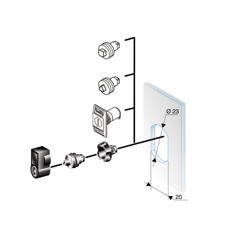 Square lock insert 6mm, for Spacial CRN or Thalassa PLM enclosures.