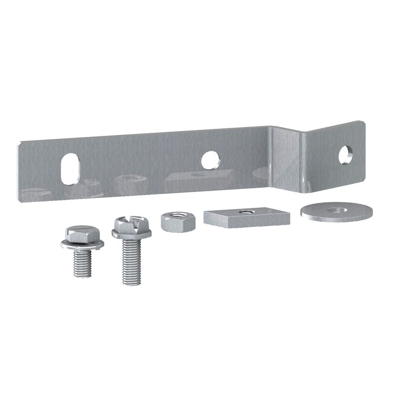 Set of 2 combined fixing brackets for earthing collector bar and DIN rail.