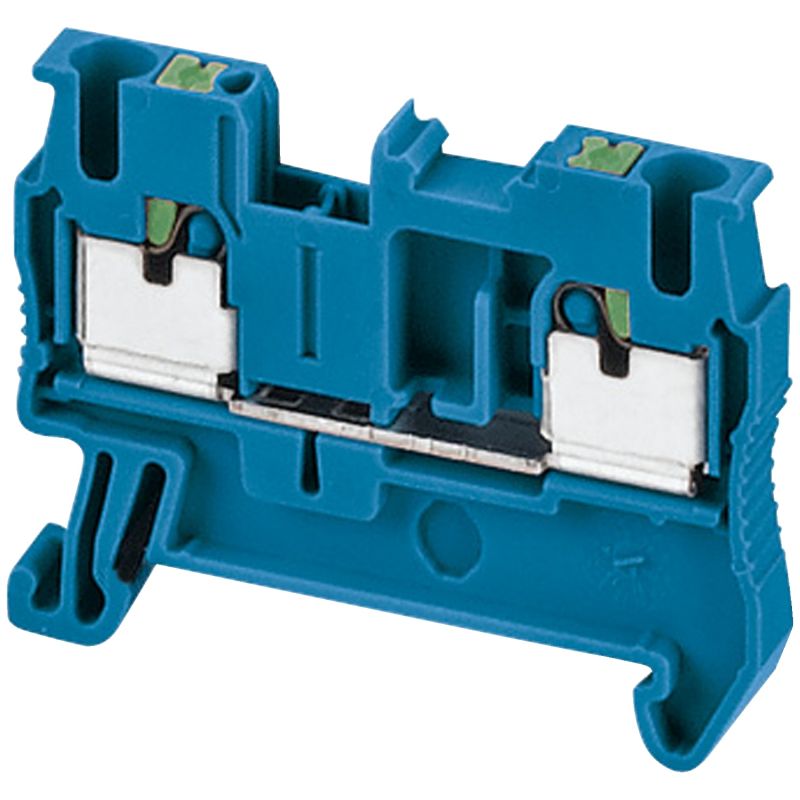 PUSH-IN TERMINAL, FEED THROUGH, 2 POINTS, 2,5MM², BLUE