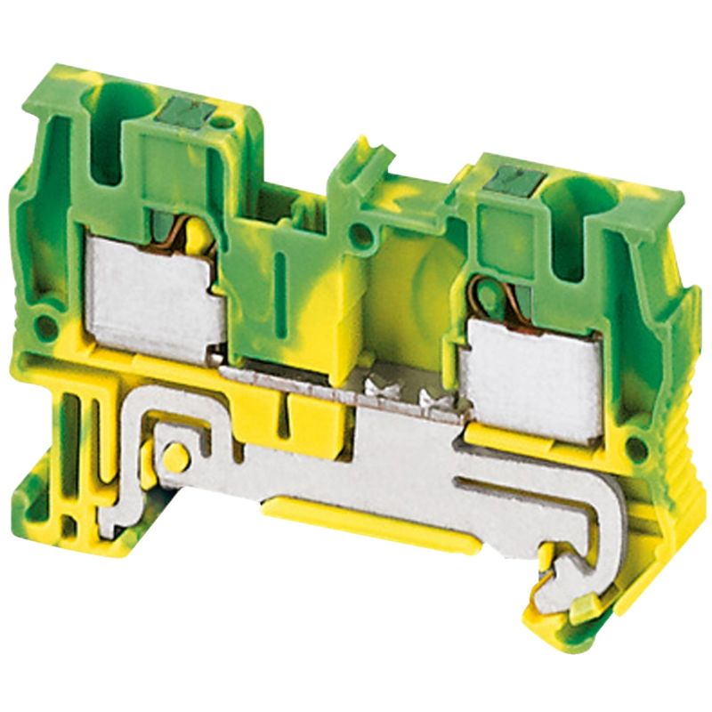 PUSH-IN TERMINAL, PROTECTIVE EARTH, 2 POINTS, 4MM², GREEN-YELLOW