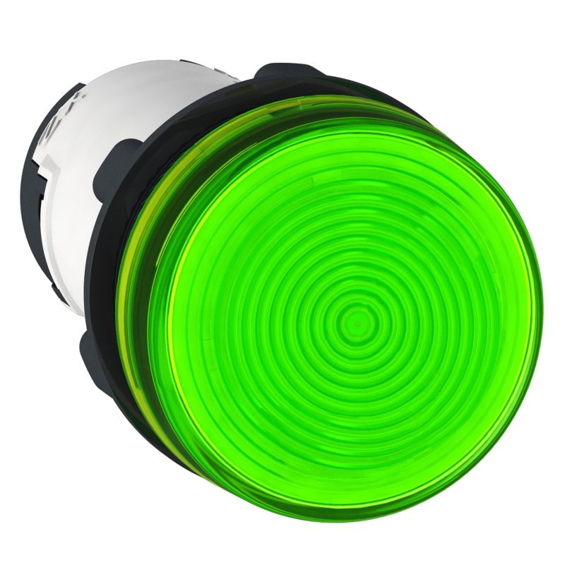 Monolithic pilot light, plastic, green, Ø22, plain lens for BA9s bulb, = 250 V