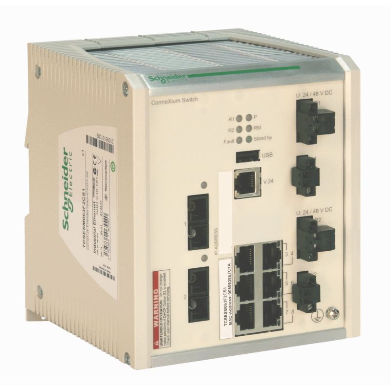 ConneXium Extended Managed Switch - 6 portas para cobre + 2 portas para fibra óptica -multimodo - revestido