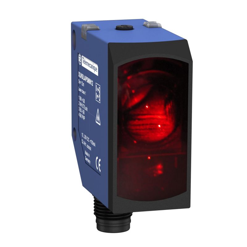 photo-electric laser sensor - XUK - polarised reflex - Sn 14m - 10..30VDC - M12