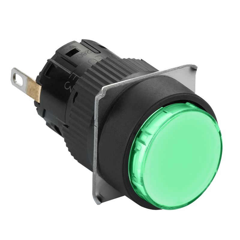 round pilot light Ø16 - IP65 - green - integral LED 24VDCpolarised - connector