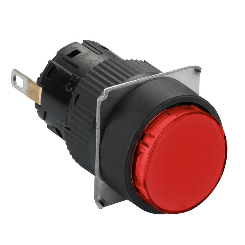 round pilot light Ø16 - IP65 - red - integral LED 24VDCpolarised - connector