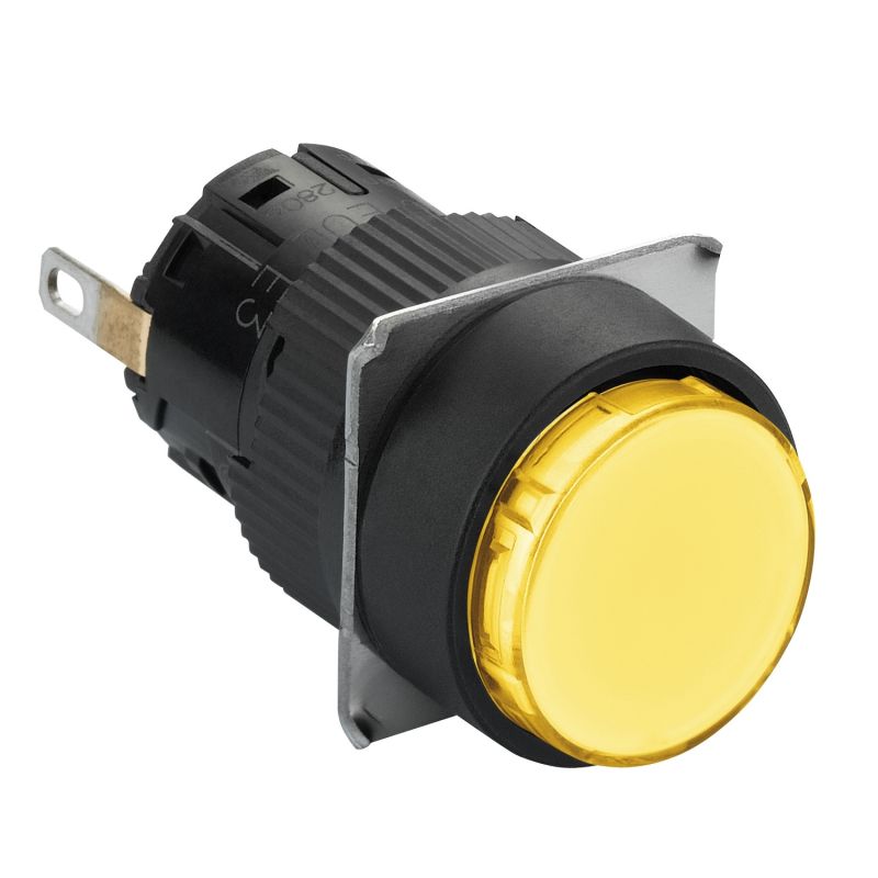 round pilot light Ø16 - IP65 - yellow - integral LED 24VDCpolarised - connector